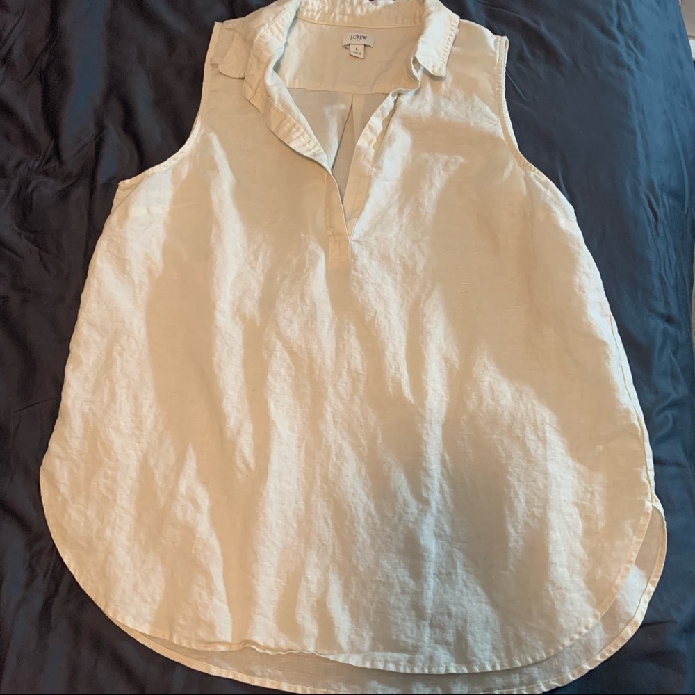 J Crew sleeveless collared blouse, cream colored, size Large